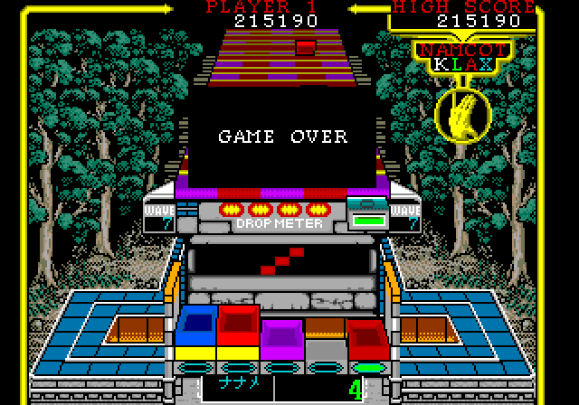 Klax Sega Genesis / Mega Drive Screenshot: Game over.