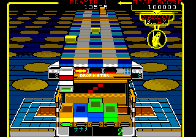 Klax Sega Genesis / Mega Drive Screenshot: Try to make a diagonal Klax here.