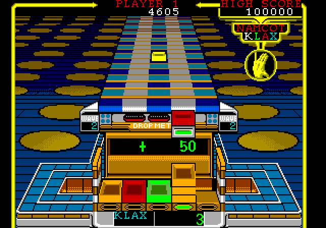 Klax Sega Genesis / Mega Drive Screenshot: Points awarded for a vertical Klax!