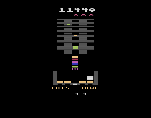 Klax Atari 2600 Screenshot: The paddle can hold several tiles at once...
