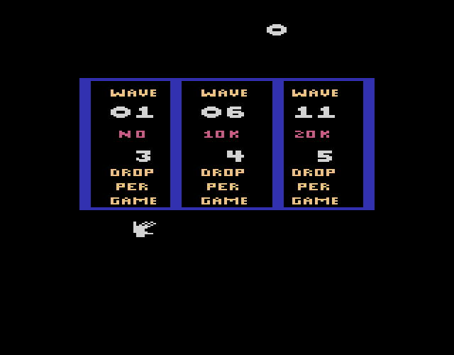 Klax Atari 2600 Screenshot: Select a starting wave.