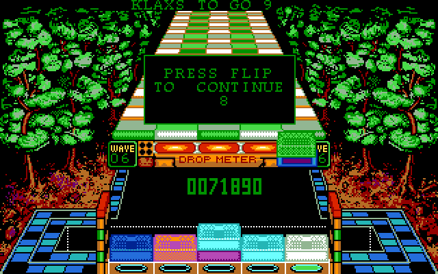 Klax IBM PC/Compatibles Screenshot: Game over...continue?