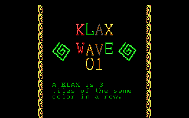 Klax IBM PC/Compatibles Screenshot: Ready for wave 1?