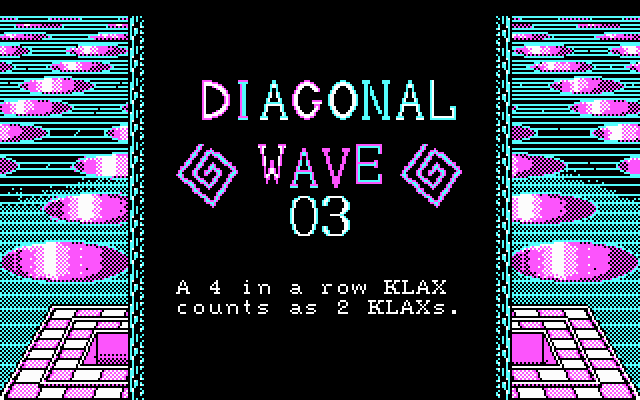 Klax IBM PC/Compatibles Screenshot: Try to make diagonals on the next wave...