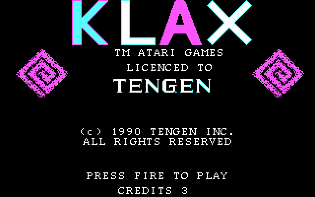 Klax IBM PC/Compatibles Screenshot: Title screen.