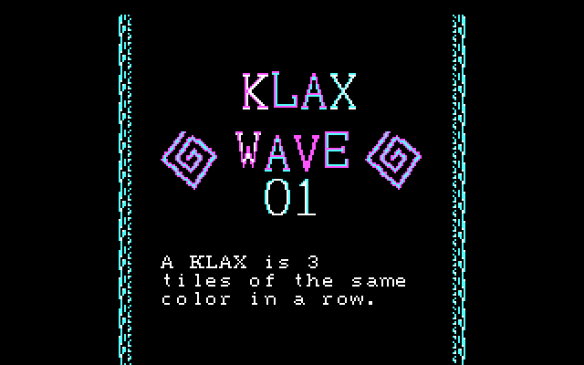 Klax IBM PC/Compatibles Screenshot: Ready to begin wave 1?