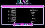 Klax for IBM PC/Compatibles - High scores.