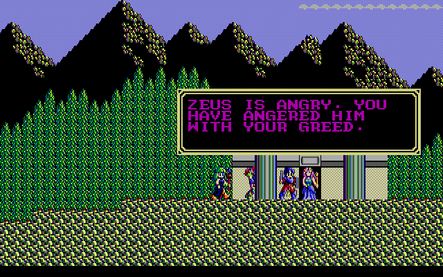 Sorcerian IBM PC/Compatibles Screenshot: Zeus is angry!