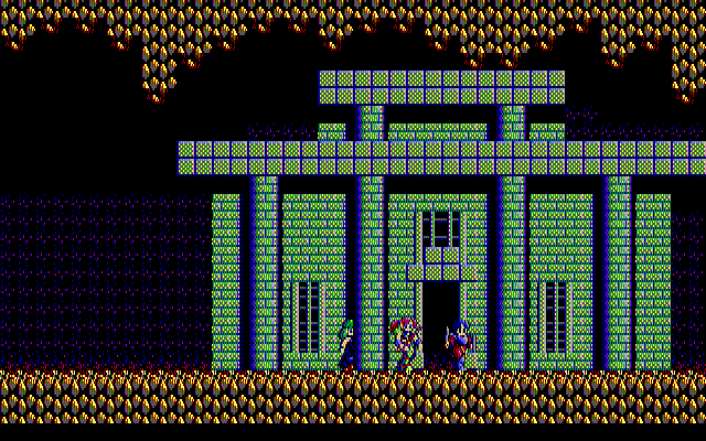 Sorcerian IBM PC/Compatibles Screenshot: A temple entrance.