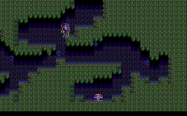 Sorcerian IBM PC/Compatibles Screenshot: A treasure waits at the bottom of these tunnels...