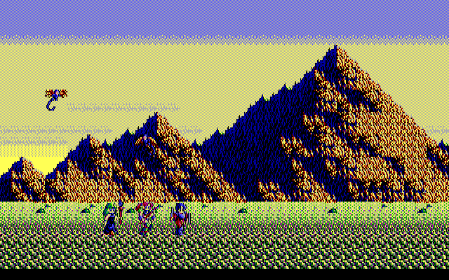 Sorcerian IBM PC/Compatibles Screenshot: Those flying creatures are deadly, better be careful!