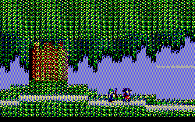 Sorcerian IBM PC/Compatibles Screenshot: Entering a forest...