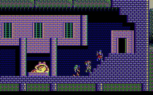 Sorcerian IBM PC/Compatibles Screenshot: This large toad doesn't want to leave with me...