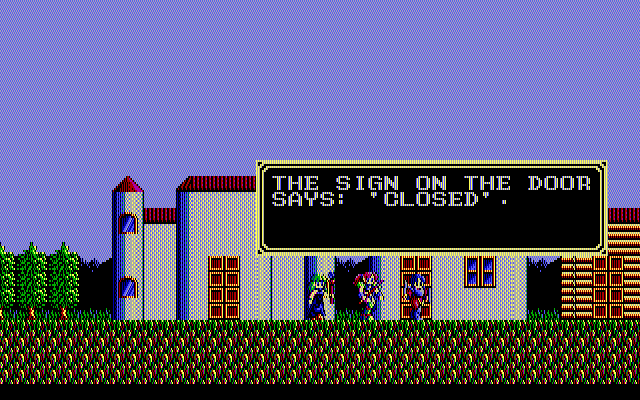 Sorcerian IBM PC/Compatibles Screenshot: This building is closed...