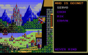 Sorcerian for IBM PC/Compatibles - Send characters into town to train or for equipment and items.