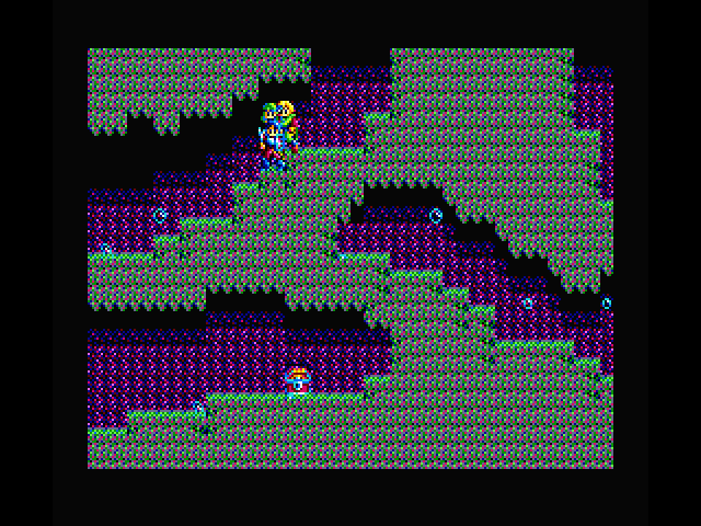 Sorcerian MSX Screenshot: This path leads to a treasure, but avoid those bubbles!