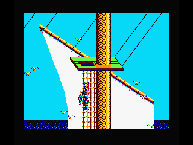 Sorcerian MSX Screenshot: Seagulls attack as I climb to the top...