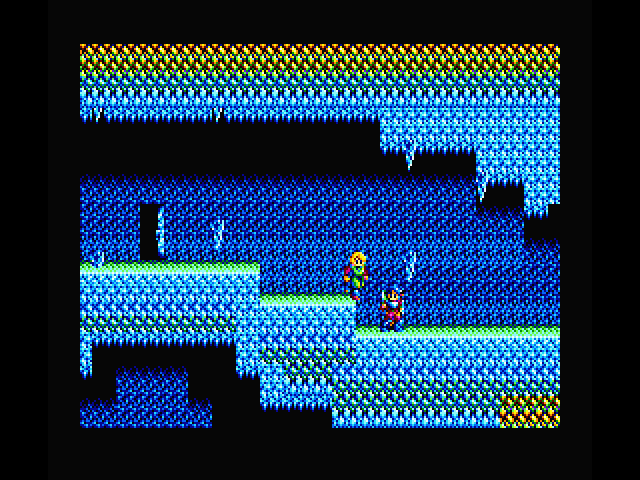 Sorcerian MSX Screenshot: Don't get hit by falling stalactites in the ice caves.