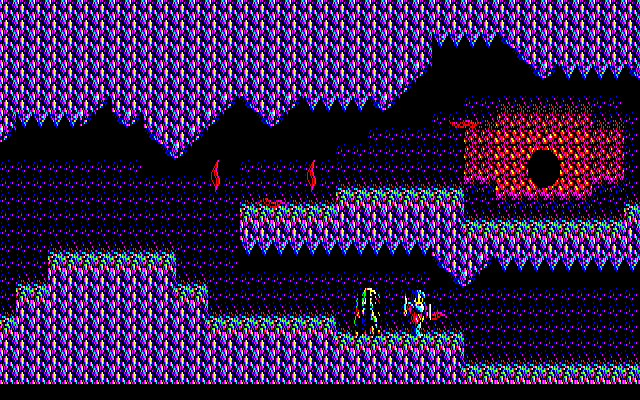 Sorcerian PC-8800 Series Screenshot: Avoid the red slug-like things...