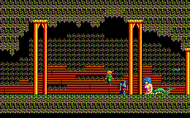 Sorcerian PC-8800 Series Screenshot: A boss battle begins!