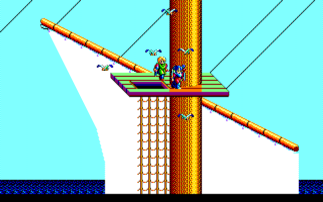 Sorcerian PC-8800 Series Screenshot: Seagulls attack when climbing the mast!
