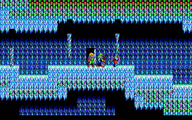 Sorcerian PC-8800 Series Screenshot: Ice falling from the ceiling is deadly!