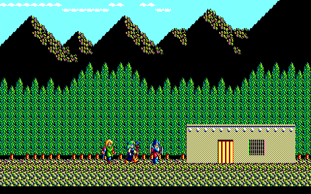 Sorcerian PC-8800 Series Screenshot: Visiting another town...