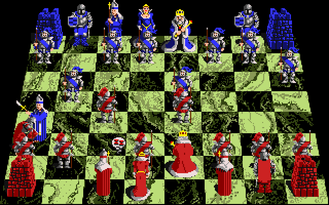 Battle Chess Apple IIgs Screenshot: A few moves in, and a battle begins!