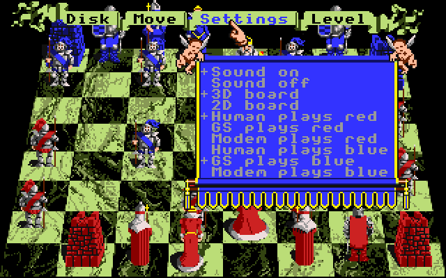 Battle Chess Apple IIgs Screenshot: The settings menu.
