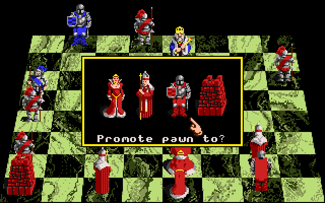 Battle Chess Apple IIgs Screenshot: Promote pawn to what?