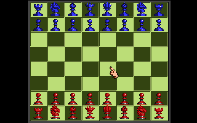 Battle Chess Apple IIgs Screenshot: For those who just want to play chess, a 2D board without the animations is available.