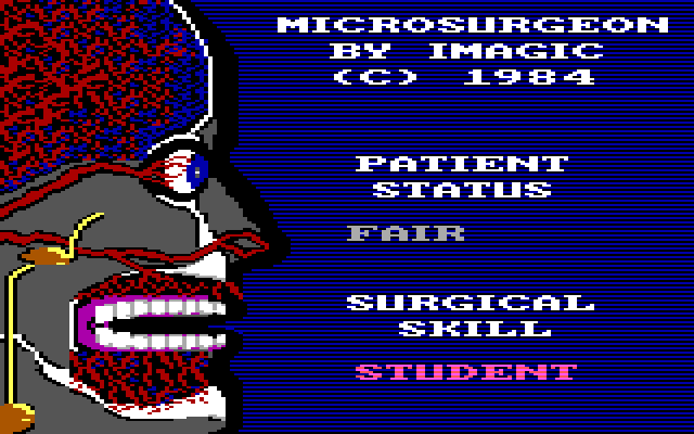 Microsurgeon IBM PC/Compatibles Screenshot: Title screen.