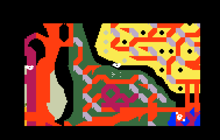 Microsurgeon Intellivision Screenshot: Exploring; lots of bacteria still attack!