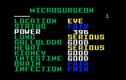 Microsurgeon for Intellivision - Patient status.