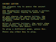 Alphabet Circus for IBM PC/Compatibles - Game instructions for secret letter.