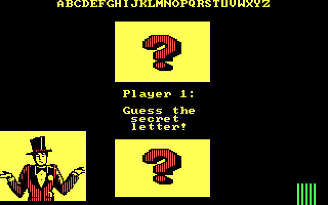 Alphabet Circus IBM PC/Compatibles Screenshot: Can you guess the secret letter?