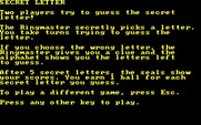 Alphabet Circus for IBM PC/Compatibles - "Secret Letter" game instructions...