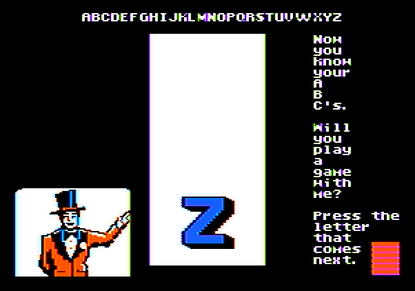 Alphabet Circus Apple II Screenshot: The game first plays a song...