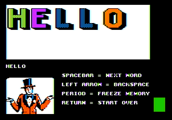 Alphabet Circus Apple II Screenshot: Creating my own custom banner.