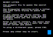 Alphabet Circus for Apple II - Secret Letter game instructions.