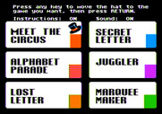 Alphabet Circus for Apple II - The main menu.