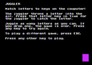 Alphabet Circus for Apple II - Game instructions for juggling.