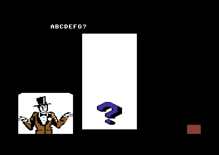 Alphabet Circus Commodore 64 Screenshot: Type the letter that comes next!