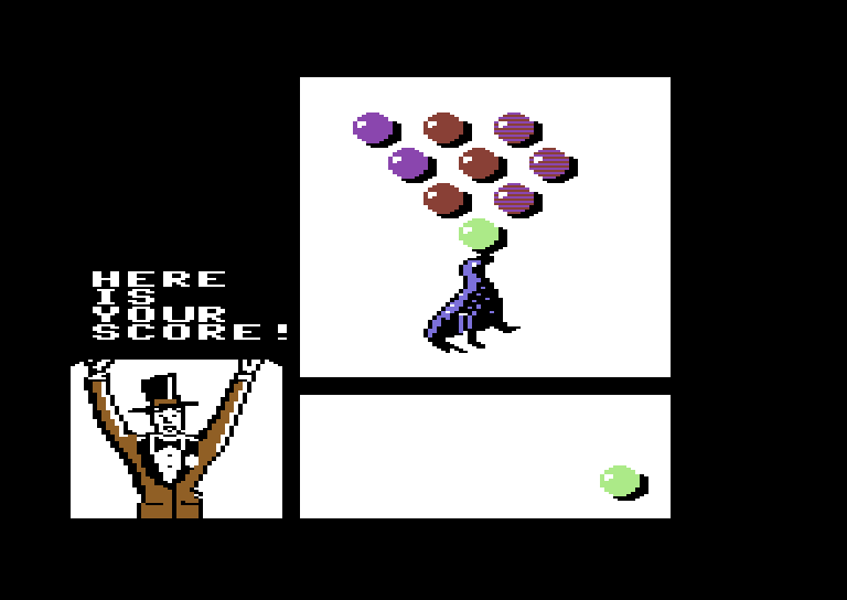Alphabet Circus Commodore 64 Screenshot: Here's your score!