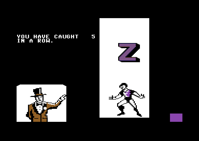Alphabet Circus Commodore 64 Screenshot: Oops, dropped a letter!