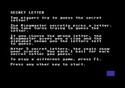Alphabet Circus for Commodore 64 - Instructions for the secret letter game.
