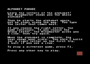 Alphabet Circus for Commodore 64 - Instructions for the alphabet parade game.