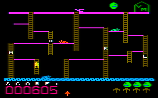 Boppie's Great Word Chase IBM PC/Compatibles Screenshot: Collected a letter, is it the right one?