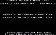 Boppie's Great Word Chase for IBM PC/Compatibles - Menu to create or edit a word list...