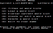 Boppie's Great Word Chase for IBM PC/Compatibles - The editor menu.
